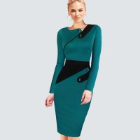 Elegant Wear To Work Women Office Business Dress Casual Tunic Bodycon Sheath Fitted Formal Pencil Dress